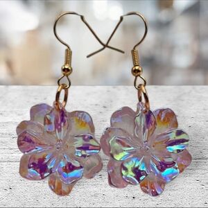 Handmade Iridescent Floral Drop Earrings